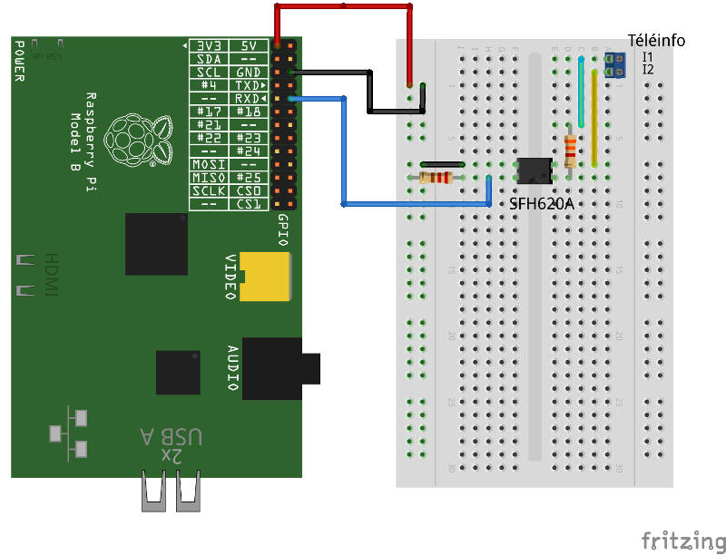 Cablage RPi Teleinfo